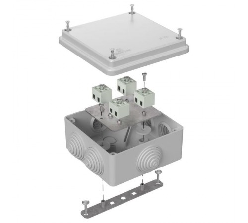 Коробка огнестойкая для о/п 40-0300-FR1.5-8 Е15-Е120 RAL7035 100х100х50 (14 шт/кор) серая  40-0300-7035-FR1.5-8  Промрукав