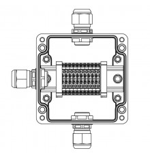 Взрывозащищенная клеммная коробка из полиэстера TBE-P-03-(10xCBC.2)-1xPABMP(A)-1xPABMP(C)-1xPABMP(D)1Ex e IIC Т5 Gb / Ex tb IIICT95°C Db IP66  1231.0