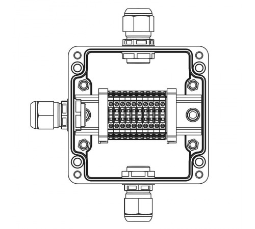 Взрывозащищенная клеммная коробка из полиэстера TBE-P-03-(10xCBC.2)-1xPABMP(A)-1xPABMP(C)-1xPABMP(D)1Ex e IIC Т5 Gb / Ex tb IIICT95°C Db IP66  1231.0