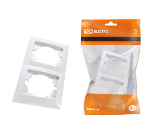 Рамка 2-х постовая горизонтальная белая "Лама"   SQ1815-0030  TDM