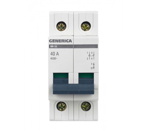 Выключатель нагрузки модульный (мини-рубильник) ВН-32 2Р 40А  MNV15-2-040  GENERICA