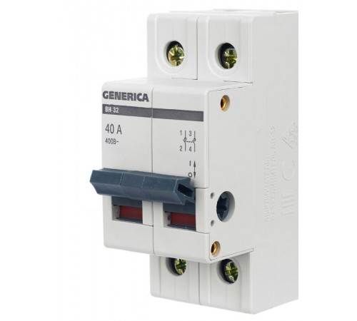 Выключатель нагрузки модульный (мини-рубильник) ВН-32 2Р 40А  MNV15-2-040  GENERICA