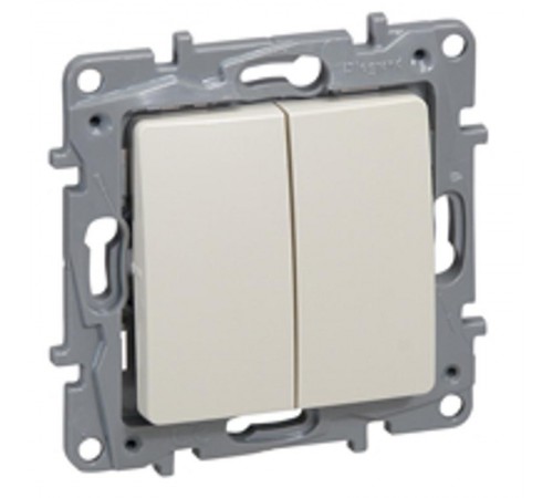 Etika Слоновая кость Переключатель 2-клавишный, 10А, автозажимные клеммы  672312  Legrand