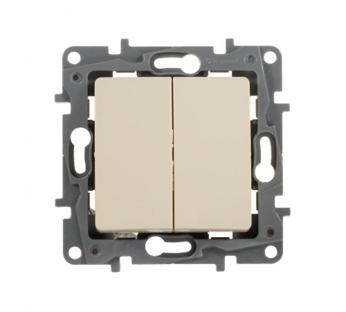 Etika Слоновая кость Выключатель 2-х клавишный, 10А, винтовые клеммы  672302  Legrand