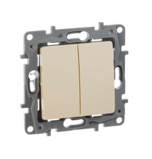 Etika Слоновая кость Переключатель 2-клавишный, 10А, автозажимные клеммы  672312  Legrand
