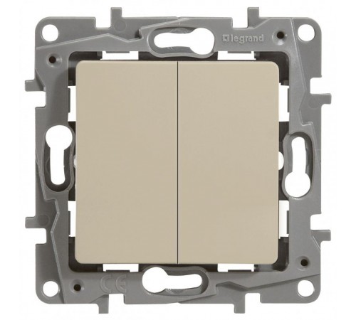 Etika Слоновая кость Выключатель 2-х клавишный, 10А, винтовые клеммы  672302  Legrand