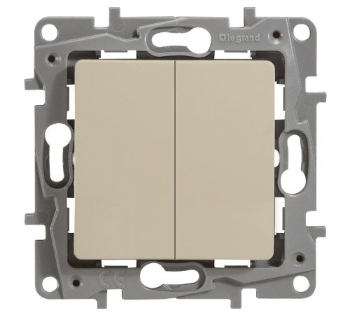 Etika Слоновая кость Выключатель 2-х клавишный с подсветкой, 10А, винтовые клеммы  672304  Legrand