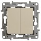 Etika Слоновая кость Выключатель 2-х клавишный с подсветкой, 10А, винтовые клеммы  672304  Legrand