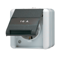 Штепсельная розетка SCHUKO с полем для надписи; для накладного монтажа IP44  820NAW  Jung