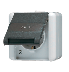 Штепсельная розетка SCHUKO с полем для надписи; для накладного монтажа IP44  820NAW  Jung