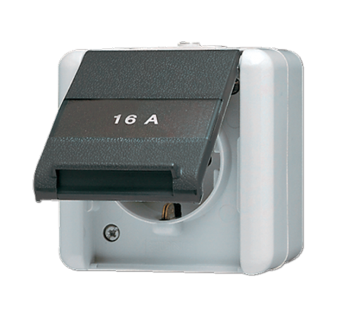 Штепсельная розетка SCHUKO с полем для надписи; для накладного монтажа IP44  820NAW  Jung