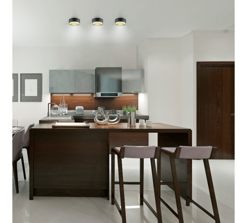 Светильник светодиодный накладной Overhead цилиндр 17W 1100lm 4000K 170-240V IP20 140*50мм черный золото LED 1/30  HD041  Gauss