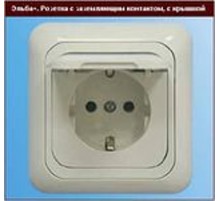 Розетка эльба с з/к и крышкой кремовая  Э1-02-31  Рувинил