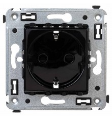 Розетка в стену, 2P+E, с з/ш, "Avanti", "Черный квадрат"  4402003  DKC