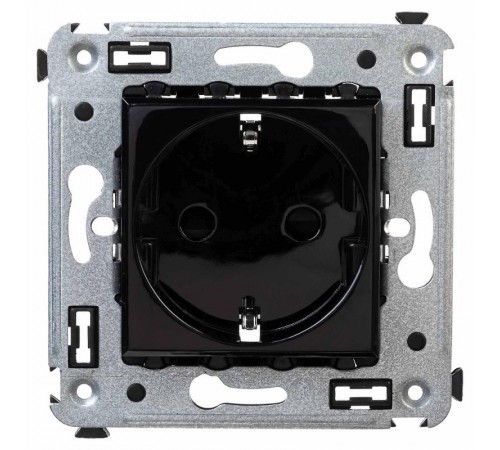 Розетка в стену, 2P+E, с з/ш, "Avanti", "Черный квадрат"  4402003  DKC