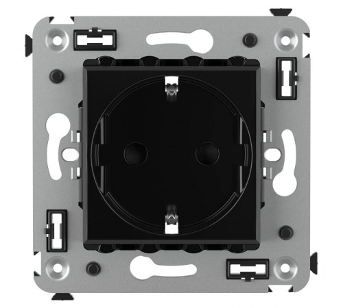 Розетка в стену, 2P+E, с з/ш, "Avanti", "Черный квадрат"  4402003  DKC