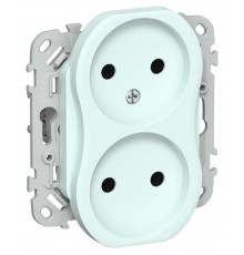 FLITE Розетка 2-ая без заземления без шторок 10А РС02-0-ФлХЛ холодный лед  FI-R20-10-K94  IEK