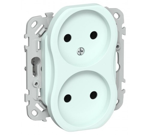 FLITE Розетка 2-ая без заземления без шторок быстрозажимные клеммы 10А РС02-1-ФлХЛ холодный лед  FI-R20-10-1-K94  IEK