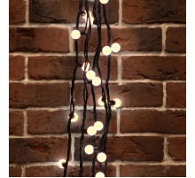 Мультишарики 23мм 10м 80 LED ТЕПЛЫЙ БЕЛЫЙ черный каучук IP67 постоянное свечение 230В нужен блок 315-000  303-596  NEON-NIGHT