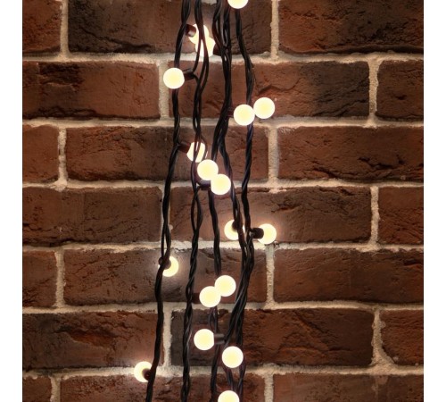 Мультишарики 23мм 10м 80 LED ТЕПЛЫЙ БЕЛЫЙ черный каучук IP67 постоянное свечение 230В нужен блок 315-000  303-596  NEON-NIGHT