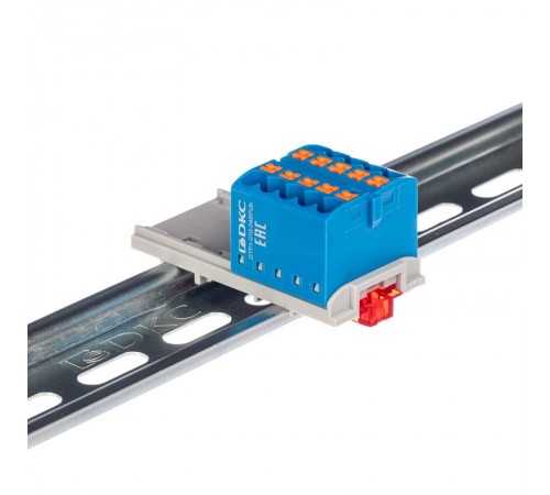 Блок распределительный с верт. адаптером на рейки  15/35мм, зажим push-in, 10  подкл. 2,5 кв.мм, синий  DTP1-010-04SPUB-V  DKC