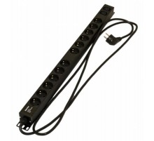 SHE-12SH-2IEC-2.5EU Блок розеток, вертикальный, 12 розеток Schuko, 2 розетки IEC320 C13,730x44.4x44.4мм  396983  Hyperline