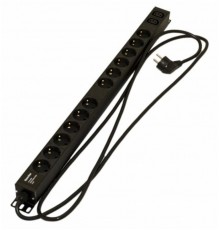 SHE-12SH-2IEC-2.5EU Блок розеток, вертикальный, 12 розеток Schuko, 2 розетки IEC320 C13,730x44.4x44.4мм  396983  Hyperline