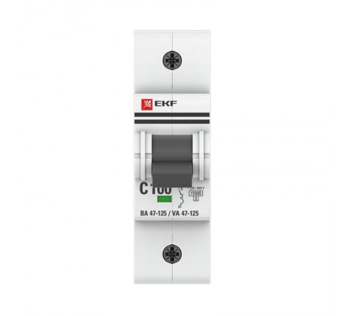 Выключатель автоматический однополюсный ВА 47-125 100А C 15кА PROxima  mcb47125-1-100C  EKF