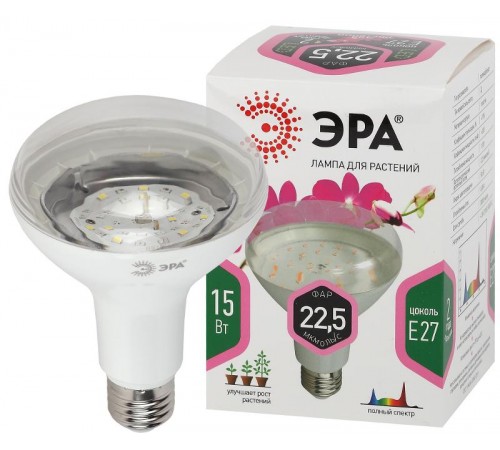 Лампа светодиодная фито для растений 15Вт E27 белый спектр FITO-15W-Ra90-E27  Б0039173  ЭРА