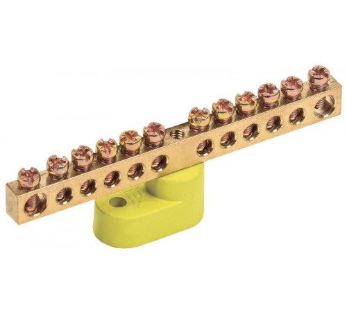 Шина PE земля на одном угловом изоляторе ШНИ-6х9-12-У1-Ж  YNN10-69-12C1-K05  IEK