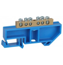 Шина N "ноль" на DIN-изол ШНИ-6х9-6-Д-синий (25/500/12000) NO-222-44 Б0033425  ЭРА