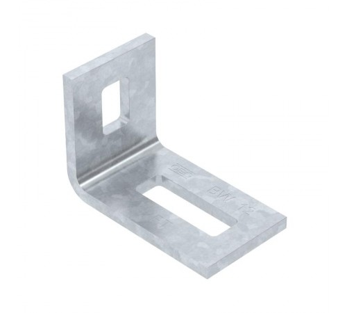 Крепежный уголок 70x50x40 мм, толщина металла 5 мм, горячеоцинкованный, для крепления стоек IS8 и US7, без метизов  6019500  OBO Bettermann