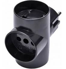 ADP10-15-20 Разветвитель сетевой 3-местный б/з, 250В, 10A, черный  39001  STEKKER