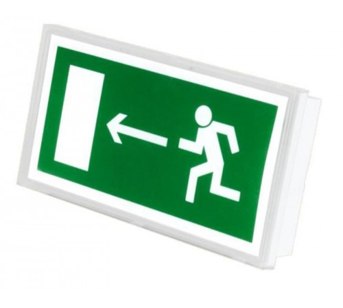 Пиктограмма (Пластина) Напр. к эвакуационному выходу налево  BL-3015B.E04 300х150 для FLAG, ICEBERG, IDON, KONTUR, REGATA   a14582  Белый свет