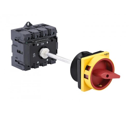Выключатель-Разъединитель 4P 100A IP20 с красной выносной рукояткой на дин-рейке/плате с замком  MSD100440R  SE