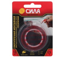 Лента сверхпрочная монтажная двустор. пеноакрил.12мм х 1,5м прозрачная SDST-1215TR (12/144/4320)  Б0046371  СИЛА