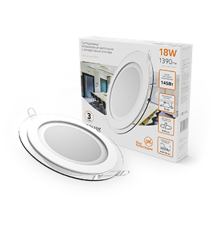 Светильник светодиодный встраиваемый круглый с декоративным стеклом, 200х30,O155, 18W 3000K 1390лм  947111118  Gauss