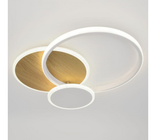 Светильник потолочный светодиодный  Модерн City CLL-1-60-RC WH+Wood с ДУ 60W 3000-6500К белый/золото  Б0069757  ЭРА