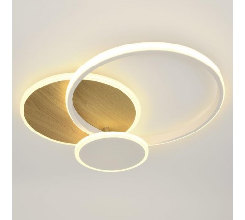 Светильник потолочный светодиодный  Модерн City CLL-1-60-RC WH+Wood с ДУ 60W 3000-6500К белый/золото  Б0069757  ЭРА