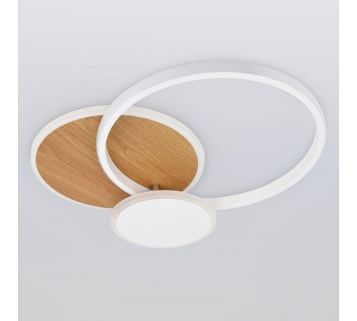 Светильник потолочный светодиодный  Модерн City CLL-1-60-RC WH+Wood с ДУ 60W 3000-6500К белый/золото  Б0069757  ЭРА