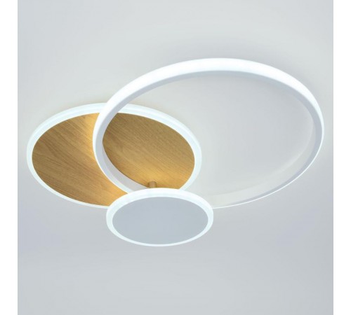 Светильник потолочный светодиодный  Модерн City CLL-1-60-RC WH+Wood с ДУ 60W 3000-6500К белый/золото  Б0069757  ЭРА