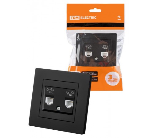 Розетка двойная телефонная RJ11 черная "Сенеж"  SQ1816-0326  TDM