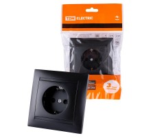 Розетка 2П+З 16А 250В графит "Лама"  SQ1815-0623  TDM