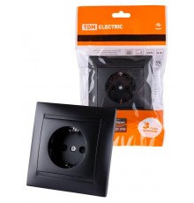 Розетка 2П+З 16А 250В графит "Лама"  SQ1815-0623  TDM