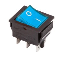 Выключатель клавишный 250V 15А (6с) ON-ON синий с подсветкой  36-2351  REXANT