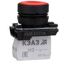 Кнопка КМЕ4122м-красный-2но+2нз-цилиндр-IP40  354342  КЭАЗ