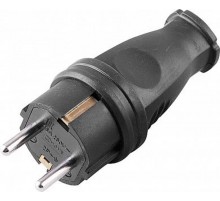 RPG16-21-441 Вилка прямая с/з, каучук 250В, 16A, IP44, серия Одри (В 16-001), черный  32748  STEKKER