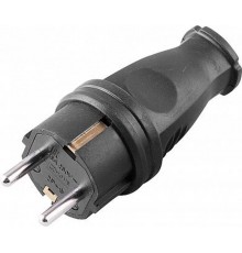 RPG16-21-441 Вилка прямая с/з, каучук 250В, 16A, IP44, серия Одри (В 16-001), черный  32748  STEKKER