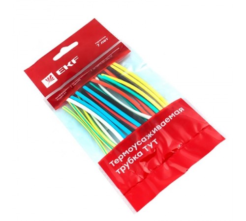 Термоусаживаемая трубка ТУТ нг 4/2 набор:7 цветов по 3шт. 100мм. EKF PROxima  tut-n-4  EKF