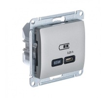 Glossa Платина USB Розетка тип-C 65W высокоскор.заряд. QC PD  GSL001227  SE